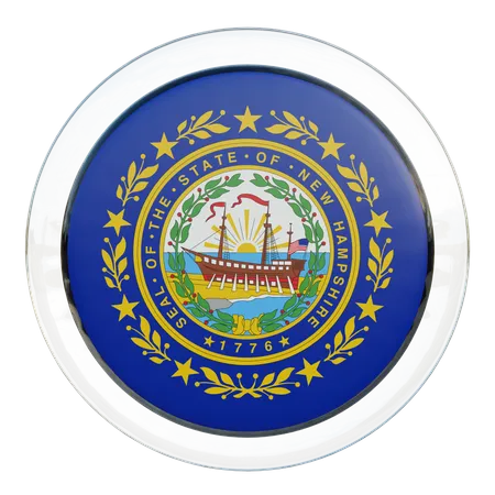 New Hampshire Round Flag  3D Icon