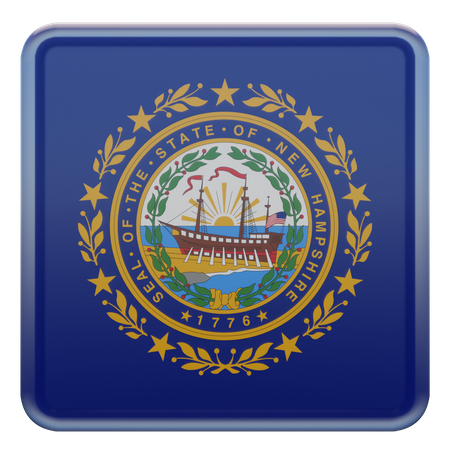 New Hampshire Square Flag  3D Icon