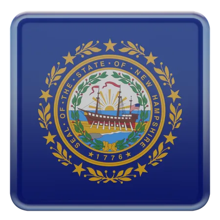 New Hampshire Square Flag  3D Icon