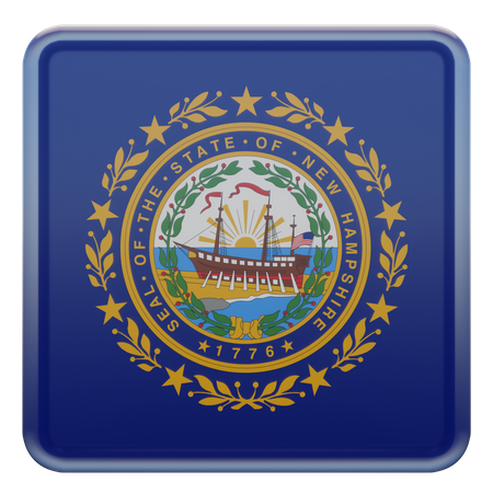 New Hampshire Square Flag 3D Icon
