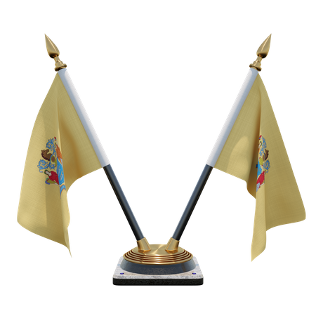 New Jersey Double Desk Flag Stand 3D Illustration