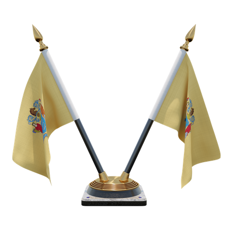 New Jersey Double (V) Desk Flag Stand  3D Icon