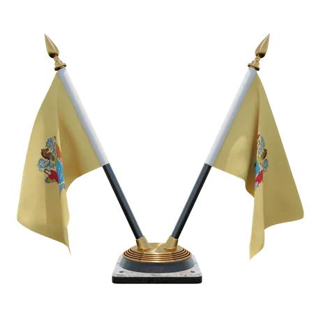 New Jersey Double (V) Desk Flag Stand  3D Icon