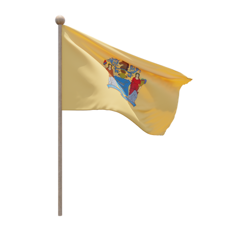 New Jersey Flag Pole  3D Illustration