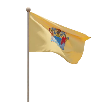 New Jersey Flag Pole  3D Illustration
