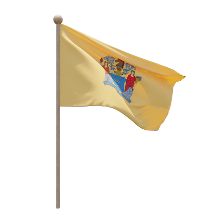 New Jersey Flagpole 3D Illustration