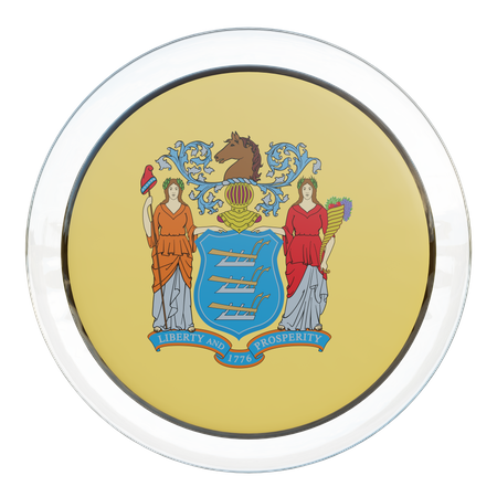 New Jersey Round Flag  3D Icon