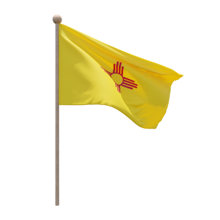 New Mexico Flag Pole  3D Flag
