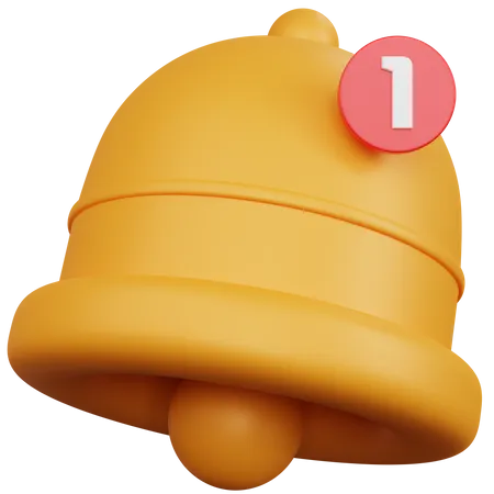 3 D Rendering Yellow Bell With Red Notification Icon And Number One Isolated 3D Icon