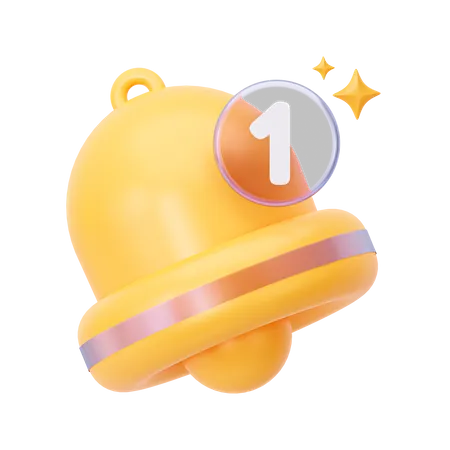 Yellow 3 D Bell One New Notification 3D Icon
