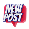 new post sticker 3d logos