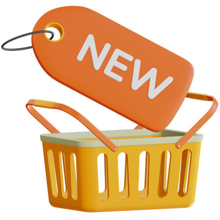 New tag with shopping basket  3D Icon