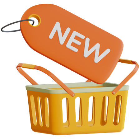 New Tag With Shopping Basket 3D Icon