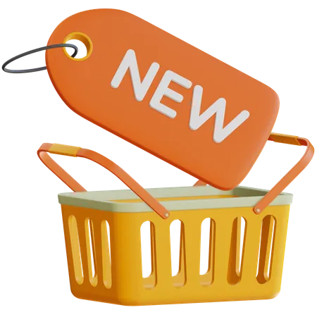 New Tag With Shopping Basket 3D Icon