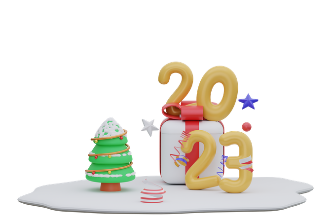 New Year 2023 Christmas  3D Icon