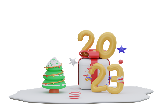 New Year 2023 Christmas 3D Icon
