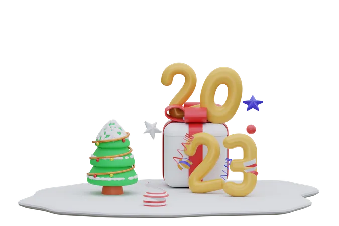New Year 2023 Christmas  3D Icon