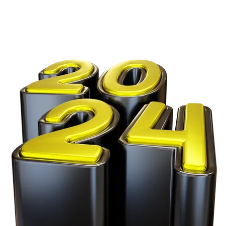 3 D New Year 2024 Typography Decoration 3D Icon