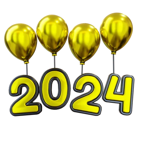 3 D Flying Number 2024 New Year 3D Icon