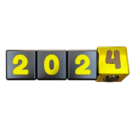 3 D Flipping Cube New Year 2024 3D Icon