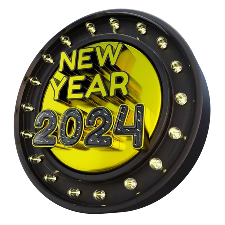 New Year 2024 Circle Sign 3 D Render 3D Icon