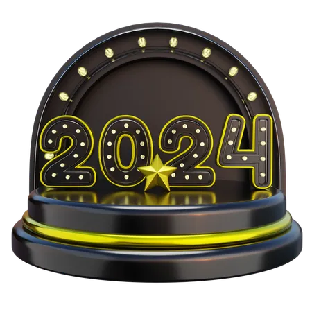 New Year 2024 Podium 3 D Render 3D Icon