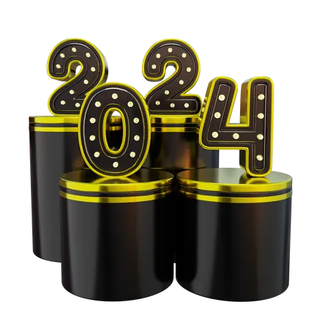 New Year 2024 Pillars 3 D Render 3D Icon