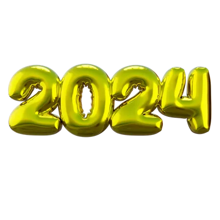 3 D Balloon For New Year 2024 Celebration 3D Icon