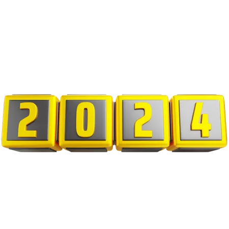 3 D New Year 2024 With Isolated Background 3D Icon