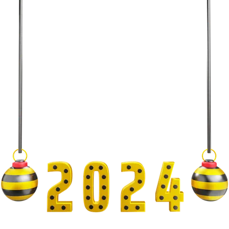3 D New Year 2024 With Isolated Background 3D Icon