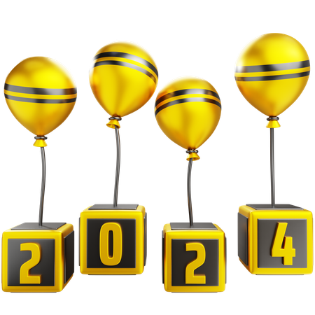 New Year 2024 Balloon  3D Icon