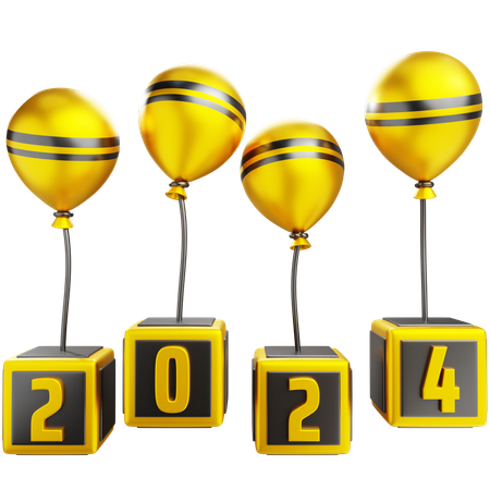 New Year 2024 Balloon  3D Icon