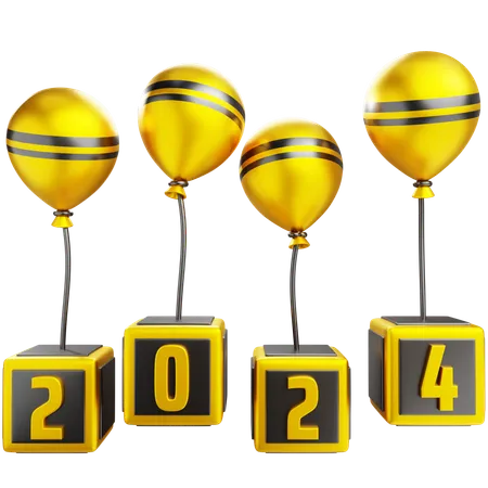 New Year 2024 Balloon  3D Icon