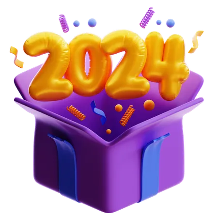 New Year 2024 Gift Box  3D Icon