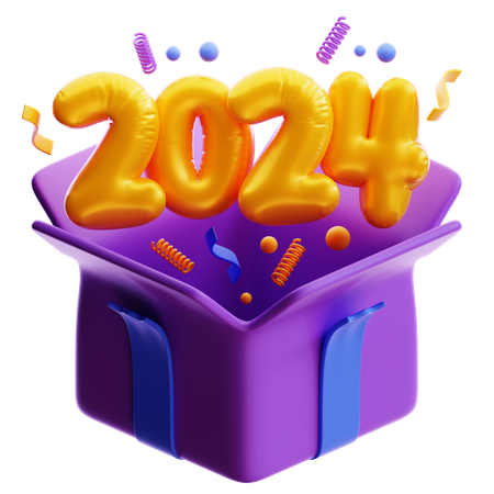 New Year 2024 Gift Box  3D Icon