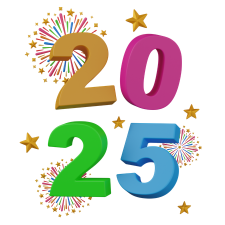 New year 2025  3D Icon