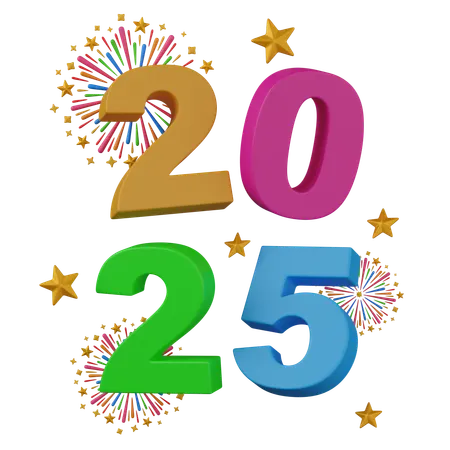 New year 2025  3D Icon