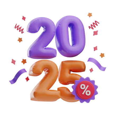 New Year 2025 Discount  3D Icon