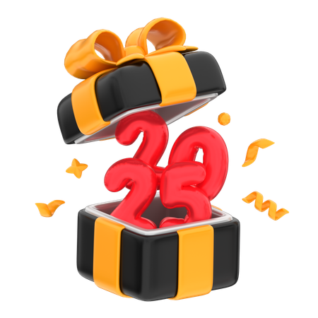 New Year 2025 in gift box  3D Icon