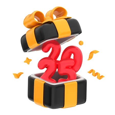 New Year 2025 in gift box  3D Icon