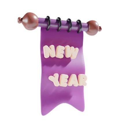 Ribbon Happy New Year 3D Icon