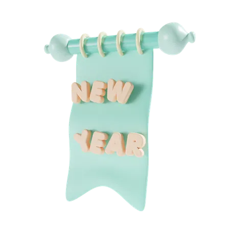 Ribbon Happy New Year 3D Icon