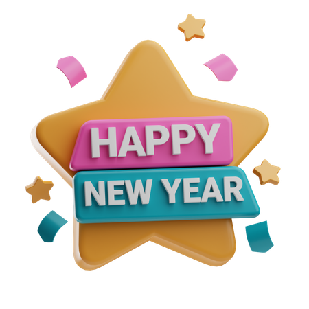 New Year Badge  3D Icon