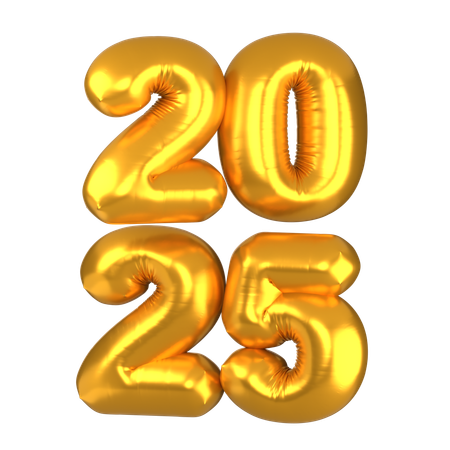 New Year Balloon 2025  3D Icon