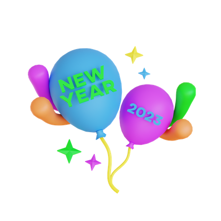 New Year Balloon 3D Icon