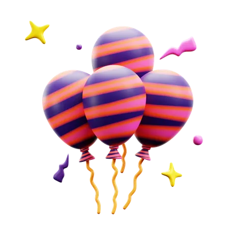 Colorful Balloon For Birthday Party And Happy New Year Decoration 3 D Icon Illustration Design 3D Icon
