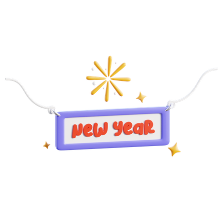 New year banner  3D Icon