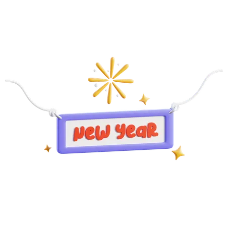 New year banner  3D Icon