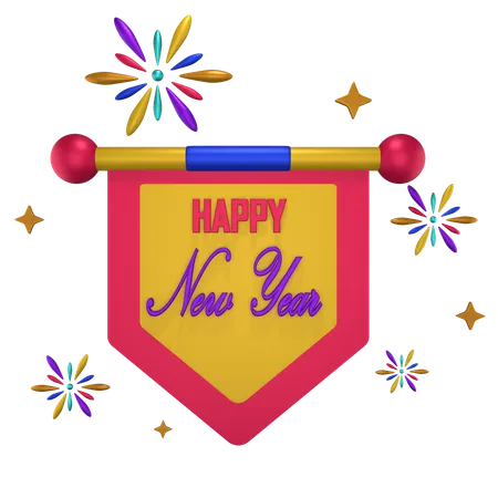 New Year Banner  3D Icon