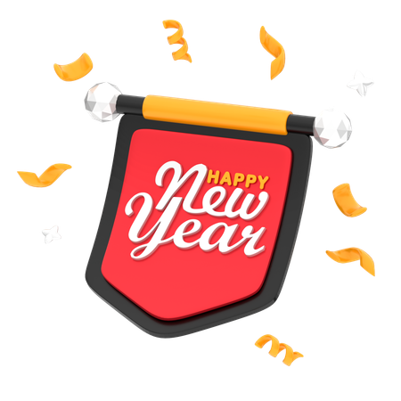 New Year Banner  3D Icon